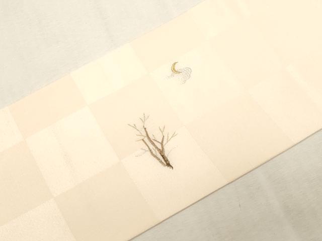 平和屋着物●九寸名古屋帯　総刺繍　梟　金糸　正絹　逸品　CABG3055dy
