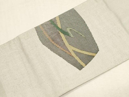 平和屋着物●九寸名古屋帯　すくい織　草木文　正絹　逸品　CABG3057dy