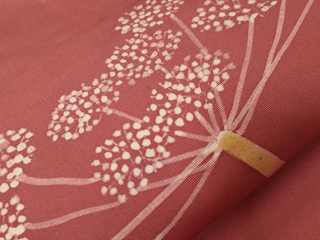 平和屋着物●塩瀬　九寸名古屋帯　作家物　ろうけつ染め　草花文　金彩　正絹　逸品　CABG3061dy
