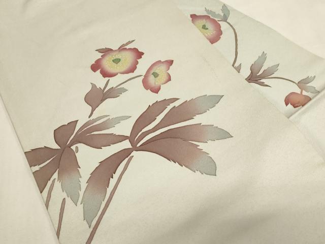 平和屋着物●九寸名古屋帯　作家物　ろうけつ染め　草花文　正絹　逸品　CABG3070dy