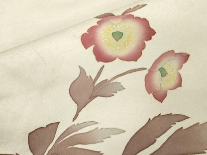 平和屋着物●九寸名古屋帯　作家物　ろうけつ染め　草花文　正絹　逸品　CABG3070dy