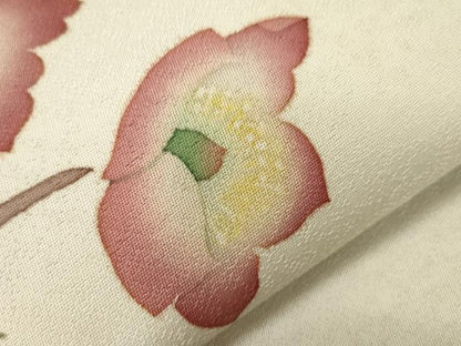 平和屋着物●九寸名古屋帯　作家物　ろうけつ染め　草花文　正絹　逸品　CABG3070dy