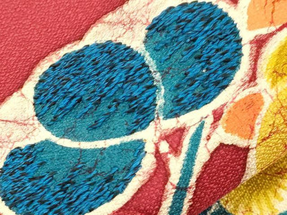 平和屋着物●アンティーク　大正ロマン　九寸名古屋帯　好雅作　駒刺繍　草花文　金彩　正絹　逸品　CABG3078dy