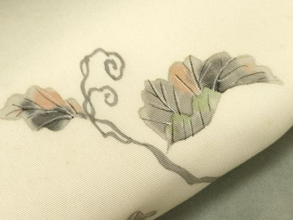 平和屋着物●塩瀬　九寸名古屋帯　手描き　蔦の葉文　正絹　逸品　CABG3084dy