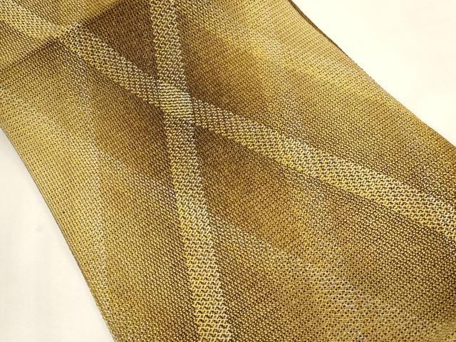 平和屋着物▽八寸名古屋帯　スリーシーズン　春夏秋　組織　菱文　金銀糸　正絹　逸品　未使用　CABG3087dy