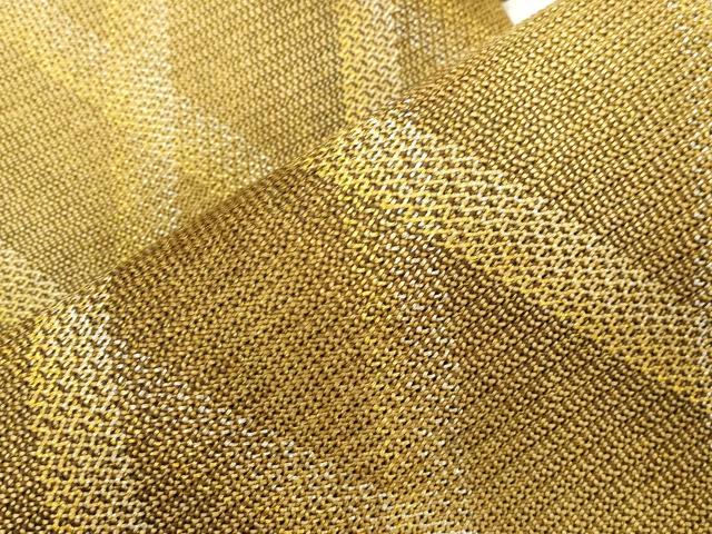 平和屋着物▽八寸名古屋帯　スリーシーズン　春夏秋　組織　菱文　金銀糸　正絹　逸品　未使用　CABG3087dy