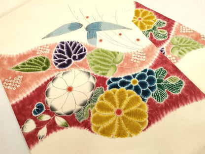 平和屋着物●九寸名古屋帯　作家物　草花文　鬼しぼ縮緬　逸品　CABG3089dy