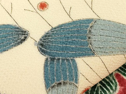 平和屋着物●九寸名古屋帯　作家物　草花文　鬼しぼ縮緬　逸品　CABG3089dy