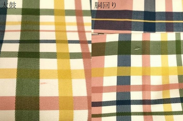 平和屋着物●全通柄九寸名古屋帯　格子柄　正絹　逸品　CABG3096dy