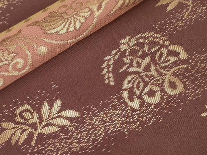 平和屋着物●九寸名古屋帯　花鳥丸文　金糸　正絹　逸品　CABG3098dy