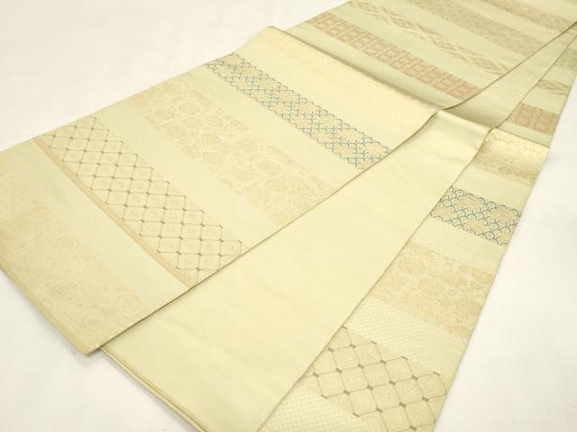 平和屋着物●西陣　川島織物　本金　全通柄　本袋帯　横段花文　金糸　正絹　逸品　CABG3106dy
