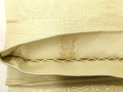 平和屋着物●西陣　川島織物　本金　全通柄　本袋帯　横段花文　金糸　正絹　逸品　CABG3106dy
