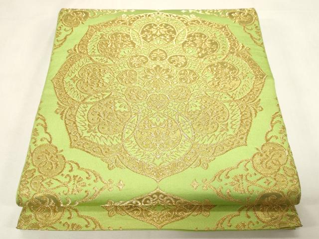平和屋着物●西陣　川島織物　六通柄　本袋帯　正倉院花文　金糸　三越扱い　正絹　逸品　CABG3107dy
