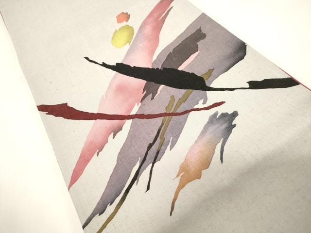 平和屋着物●太鼓柄袋帯　作家物　紬地　幾何学文　正絹　逸品　CABG3111dy