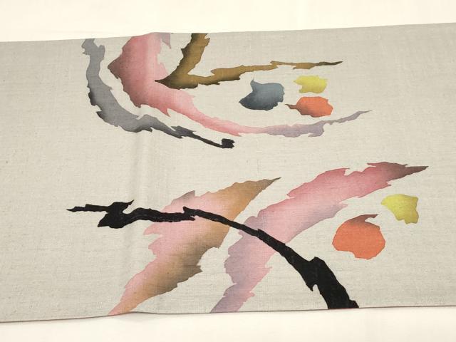 平和屋着物●太鼓柄袋帯　作家物　紬地　幾何学文　正絹　逸品　CABG3111dy
