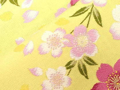 平和屋着物●両面　六通柄袋帯　唐織　草花文　正絹　逸品　CABG3112dy