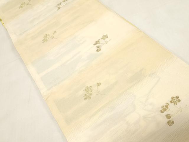 平和屋着物●両面　六通柄袋帯　唐織　草花文　正絹　逸品　CABG3112dy