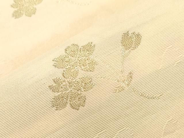 平和屋着物●両面　六通柄袋帯　唐織　草花文　正絹　逸品　CABG3112dy