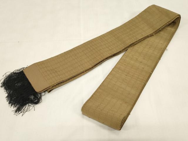 平和屋着物●男性　爪掻き本綴れ　角帯　幾何学文　正絹　逸品　未使用　CABG3119dy