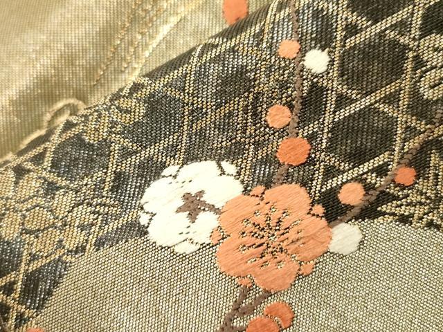 平和屋着物●つけ帯　唐織　扇華春秋文様　金糸　引箔　正絹　逸品　未使用　CABG3126dy