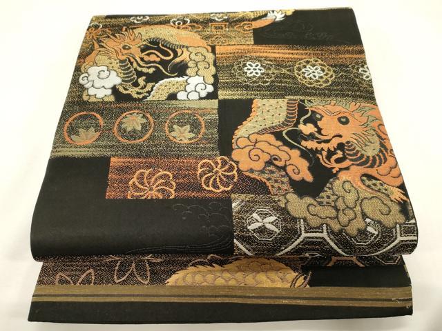 平和屋着物●アンティーク　大正ロマン　丸帯　竜花文　金糸　正絹　逸品　CABG3132dy
