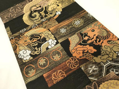 平和屋着物●アンティーク　大正ロマン　丸帯　竜花文　金糸　正絹　逸品　CABG3132dy