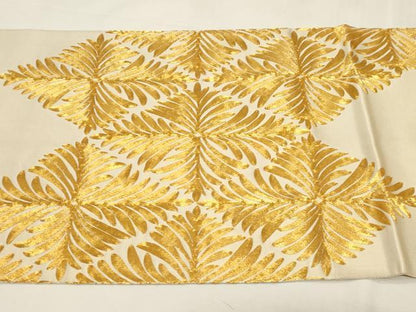 平和屋着物●西陣　川島織物　太鼓柄袋帯　駒刺繍　菱文　金糸　正絹　逸品　CABG3142dy