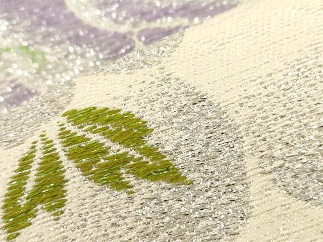 平和屋着物●六通柄袋帯　フラワービュー　金銀糸　正絹　逸品　CABG3144dy