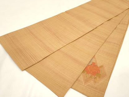 平和屋着物●中国三大刺繍　スワトウ刺繍　相良刺繍　総刺繍　太鼓柄袋帯　紬地　花鳥文　正絹　逸品　CABG3152dy