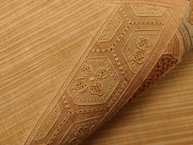 平和屋着物●中国三大刺繍　スワトウ刺繍　相良刺繍　総刺繍　太鼓柄袋帯　紬地　花鳥文　正絹　逸品　CABG3152dy