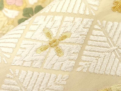 平和屋着物●六通柄袋帯　つづれ唐織　新小石丸　菱花文　金糸　正絹　逸品　未使用　CABG3163dy