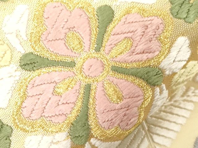 平和屋着物●六通柄袋帯　つづれ唐織　新小石丸　菱花文　金糸　正絹　逸品　未使用　CABG3163dy