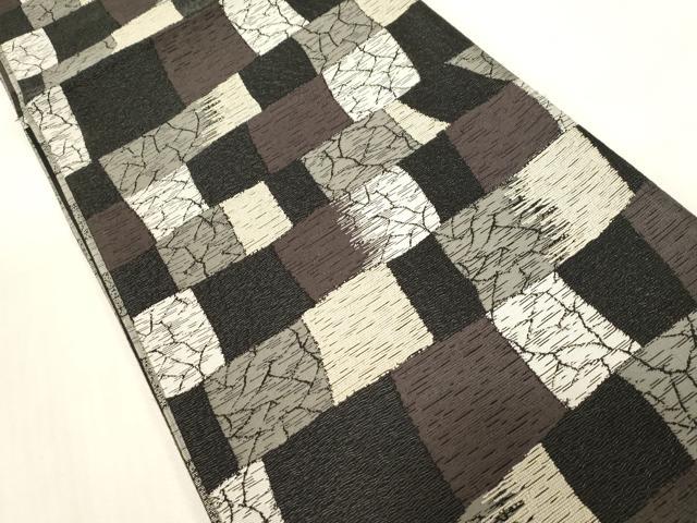 平和屋着物●両面　六通柄袋帯　銀黎舎　黒地　正絹　逸品　CABG3165dy