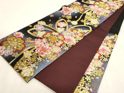 平和屋着物●六通柄袋帯　唐織　舞花文　金糸　正絹　逸品　CABG3166dy