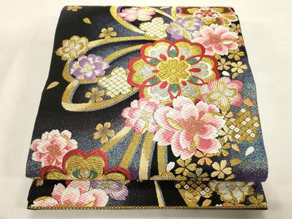 平和屋着物●六通柄袋帯　唐織　舞花文　金糸　正絹　逸品　CABG3166dy