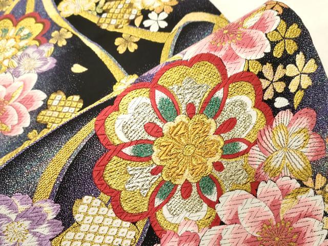 平和屋着物●六通柄袋帯　唐織　舞花文　金糸　正絹　逸品　CABG3166dy