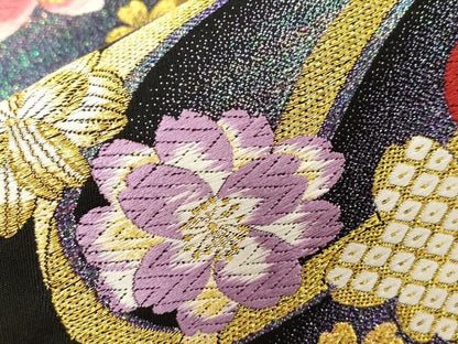 平和屋着物●六通柄袋帯　唐織　舞花文　金糸　正絹　逸品　CABG3166dy