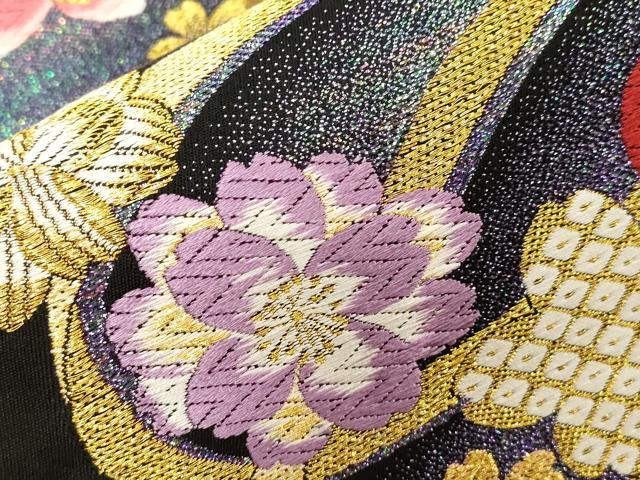 平和屋着物●六通柄袋帯　唐織　舞花文　金糸　正絹　逸品　CABG3166dy