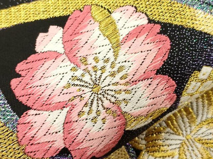 平和屋着物●六通柄袋帯　唐織　舞花文　金糸　正絹　逸品　CABG3166dy