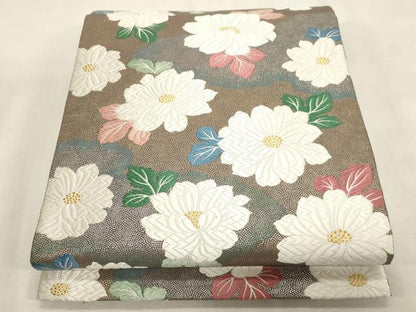 平和屋着物●六通柄袋帯　唐織　はなふゞき　二重箔　正絹　逸品　CABG3167dy