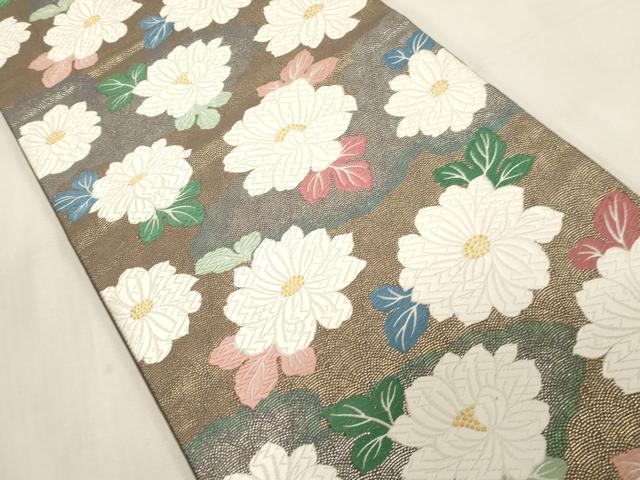 平和屋着物●六通柄袋帯　唐織　はなふゞき　二重箔　正絹　逸品　CABG3167dy