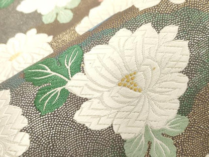 平和屋着物●六通柄袋帯　唐織　はなふゞき　二重箔　正絹　逸品　CABG3167dy