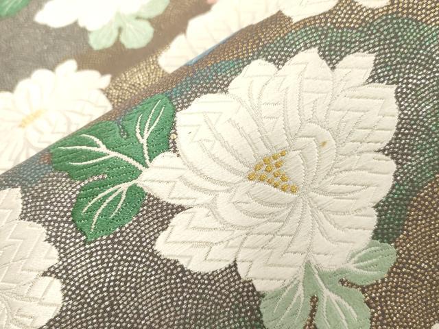 平和屋着物●六通柄袋帯　唐織　はなふゞき　二重箔　正絹　逸品　CABG3167dy