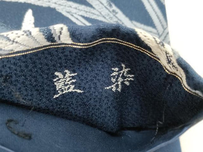 平和屋着物●六通柄袋帯　唐織　藍染　草木文　正絹　逸品　CABG3189dy
