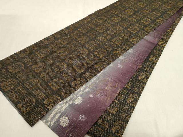 平和屋着物●両面　全通柄袋帯　幾何学丸文　金糸　正絹　逸品　未使用　CABG3191dy