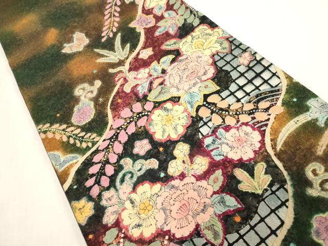 平和屋着物●太鼓柄袋帯　作家物　辻が花　絞り　新装アート謹製　正絹　逸品　CABG3194dy