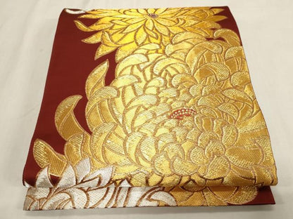平和屋着物●ファッションデザイナー 花井幸子　六通柄袋帯　乱菊　金銀糸　正絹　逸品　CABG3195dy