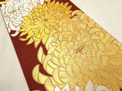 平和屋着物●ファッションデザイナー 花井幸子　六通柄袋帯　乱菊　金銀糸　正絹　逸品　CABG3195dy
