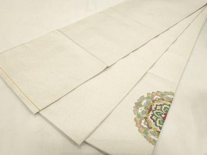 平和屋着物●爪掻き本綴れ　太鼓柄袋帯　幾何学花文　金銀糸　正絹　逸品　CABG3196dy