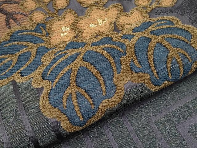 平和屋着物●六通柄袋帯　紬美術館　モール織　桐　金糸　正絹　逸品　CABG3201tx